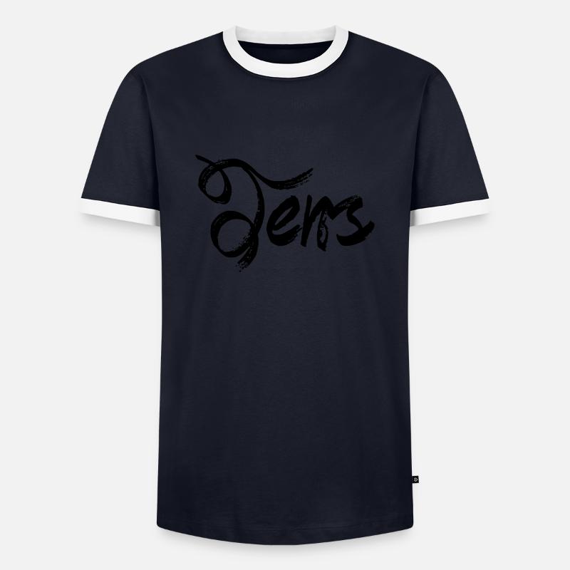Jens - Männer Kontrast-T-Shirt - Navy/Weiß