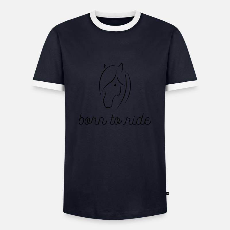 Pferd - Männer Kontrast-T-Shirt - Navy/Weiß 
