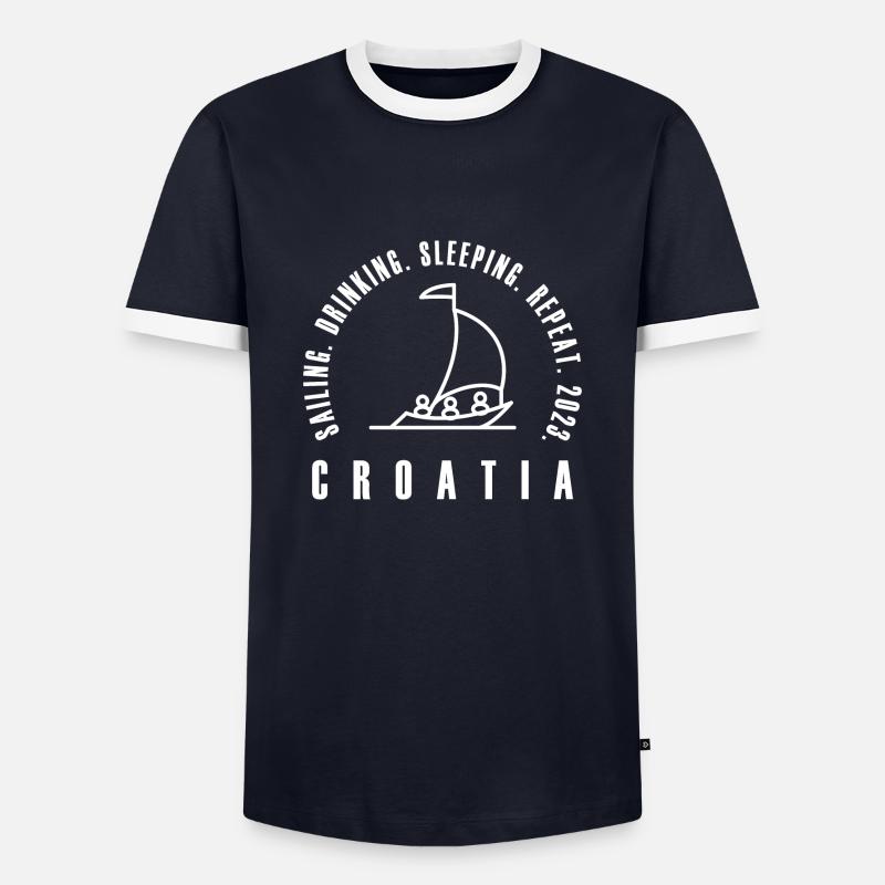 sailing drinking sleeping repeat 2023 - Männer Kontrast-T-Shirt - Navy/Weiß