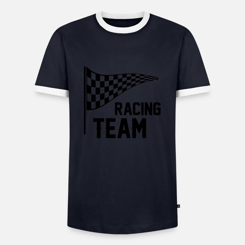 racing team - Männer Kontrast-T-Shirt - Navy/Weiß