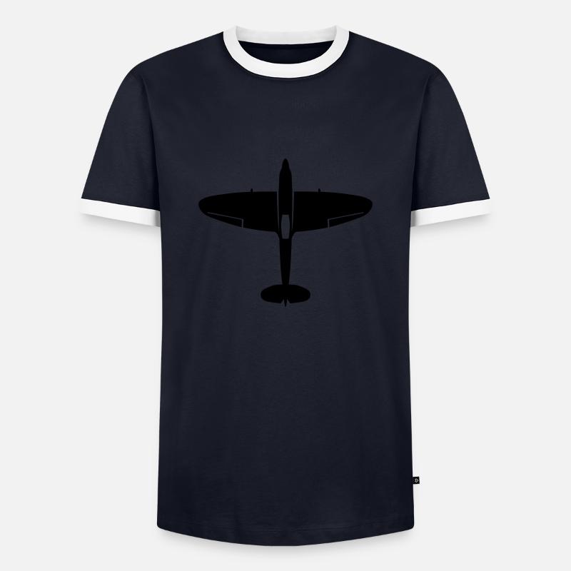 spitfire_oben - Männer Kontrast-T-Shirt - Navy/Weiß