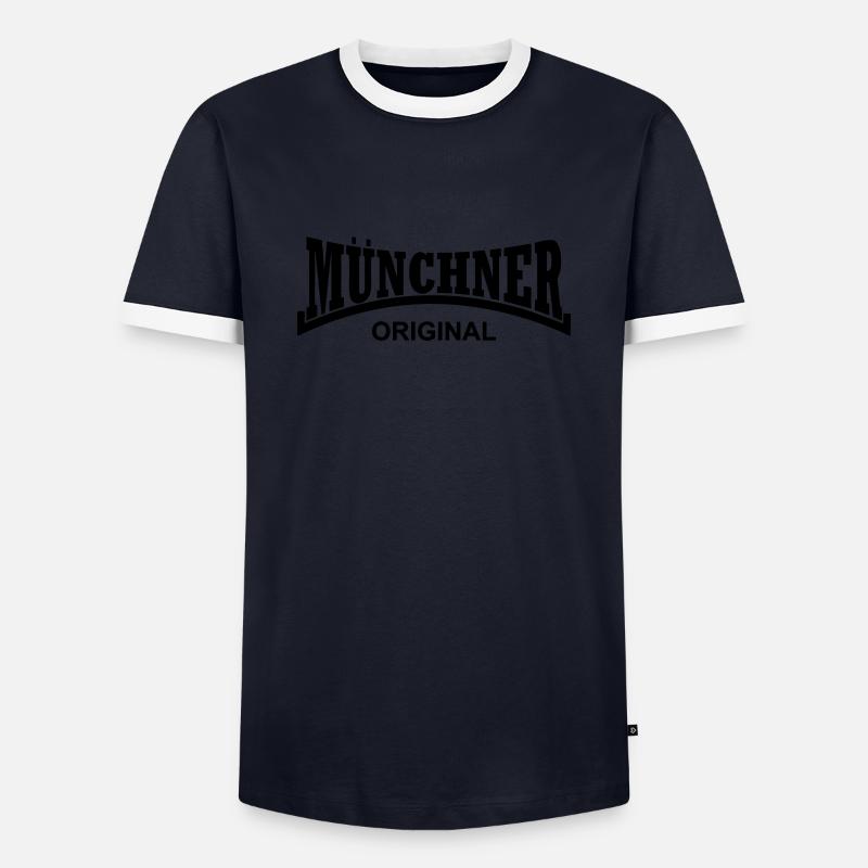 Münchner Original - Männer Kontrast-T-Shirt - Navy/Weiß 
