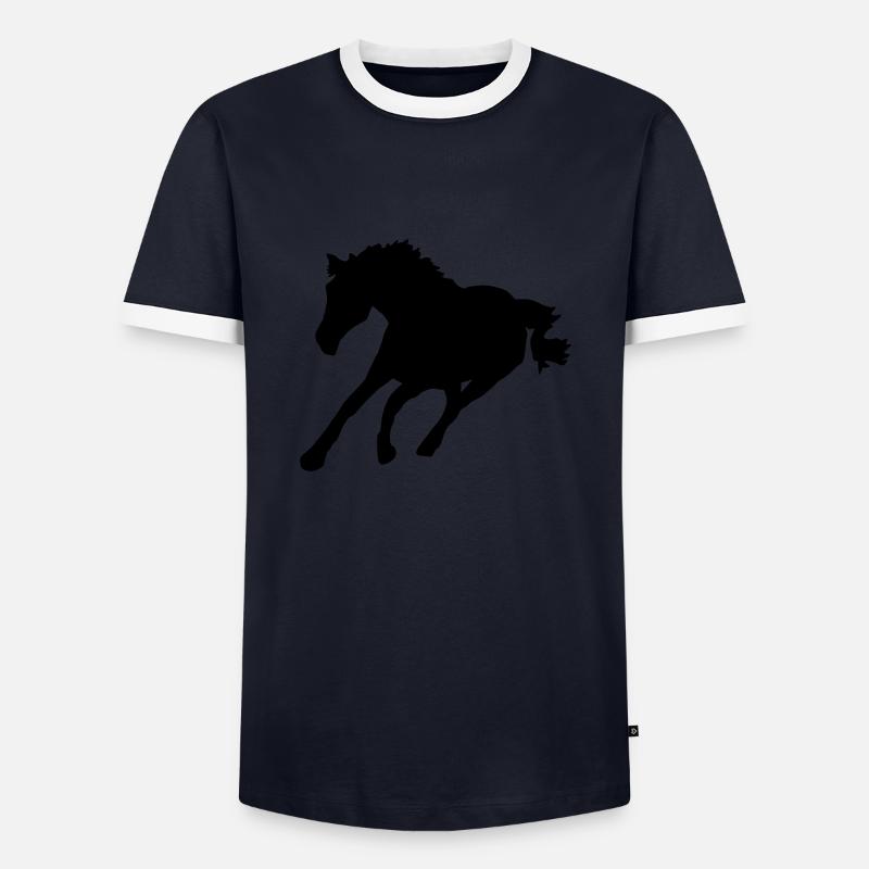 pferd - Männer Kontrast-T-Shirt - Navy/Weiß