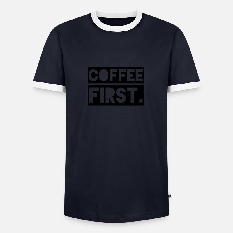 Coffee First - Men's Ringer Shirt - navy/white