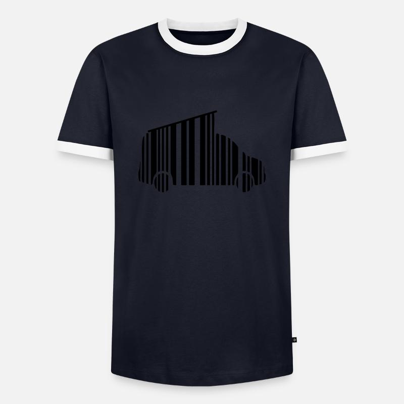 camper van dachzelt strichcode - Männer Kontrast-T-Shirt - Navy/Weiß 