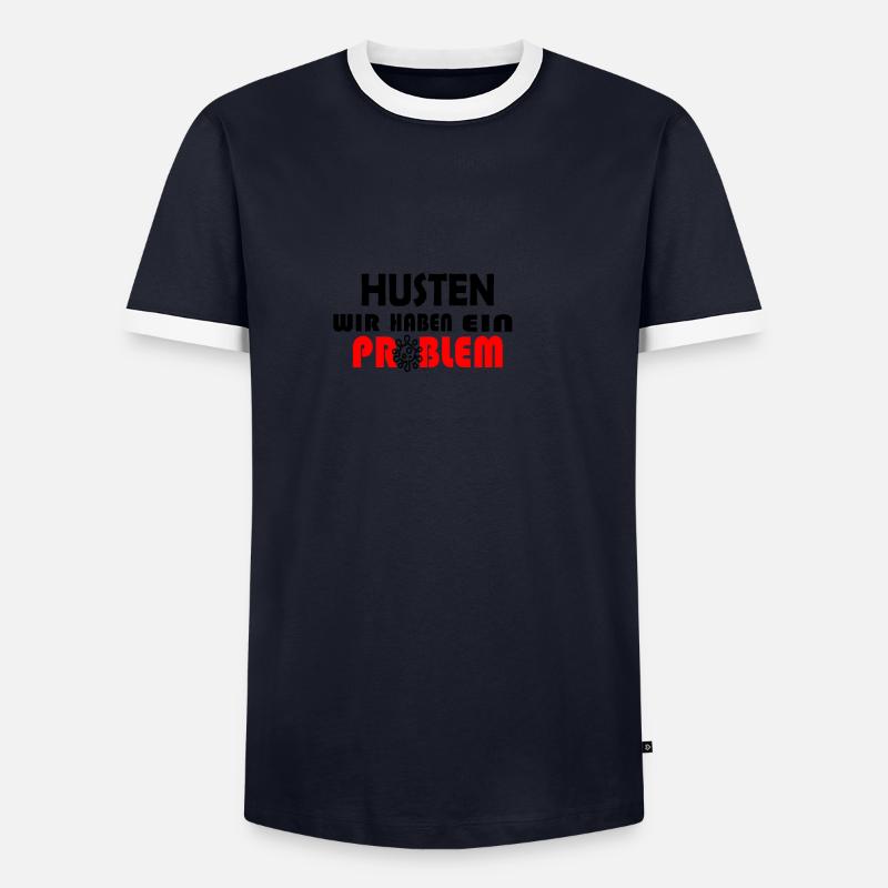 HUSTEN WIR HABEN EIN PROBLEM - Männer Kontrast-T-Shirt - Navy/Weiß 