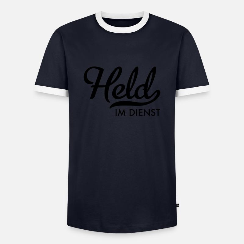 Held im Dienst - Männer Kontrast-T-Shirt - Navy/Weiß 