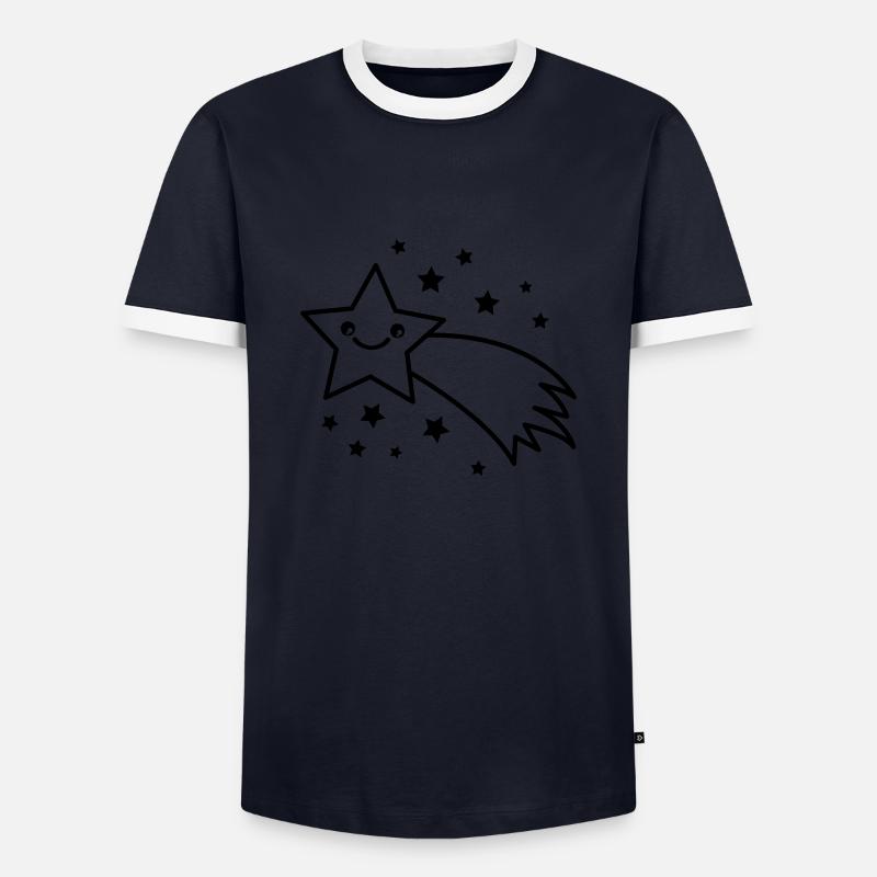 Sternschnuppe - Männer Kontrast-T-Shirt - Navy/Weiß
