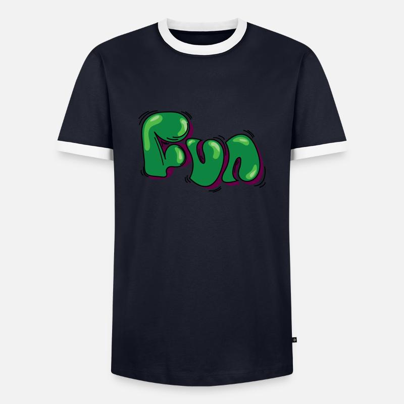 Fun - funny comic font - Men's Ringer Shirt - navy/white 