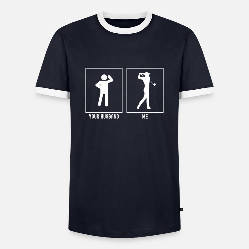 Ihr Ehemann - Ich - Golfschwung - Männer Kontrast-T-Shirt - Navy/Weiß 