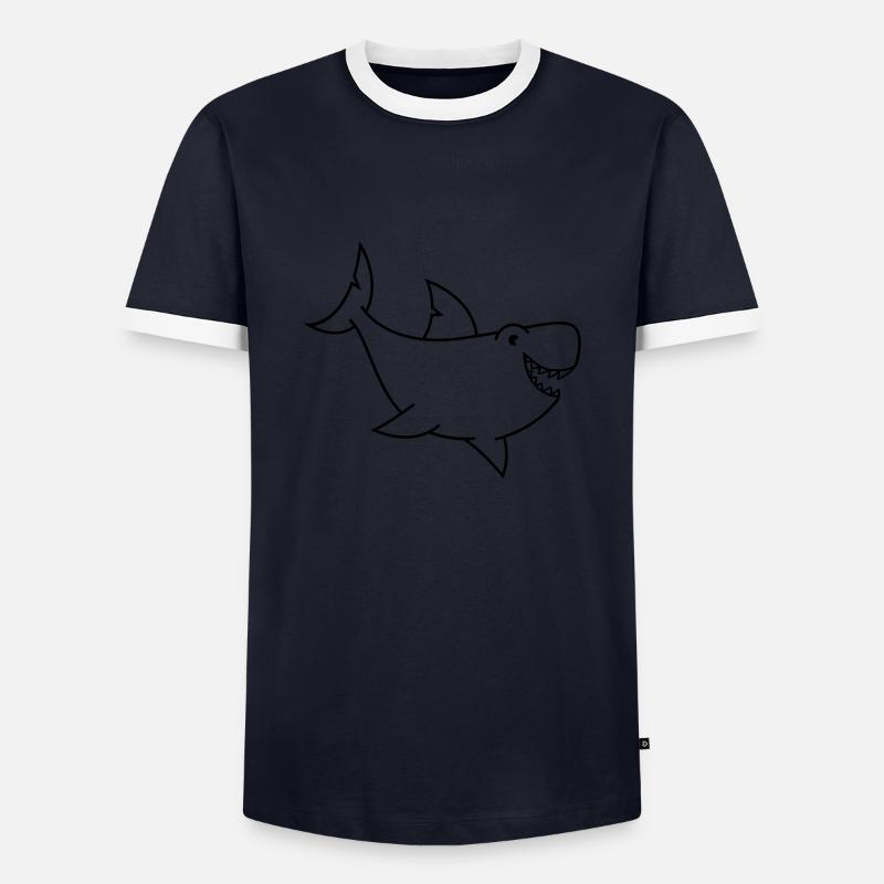 Shark Comic - Men's Ringer Shirt - navy/white