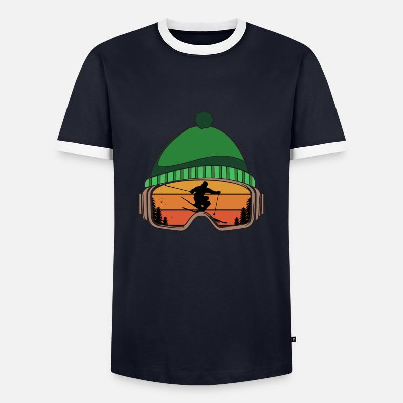 Ski - Männer Kontrast-T-Shirt - Navy/Weiß