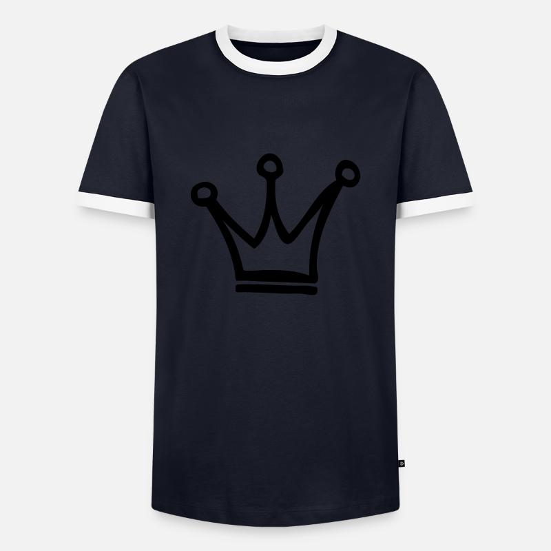 crown icon - Men's Ringer Shirt - navy/white 