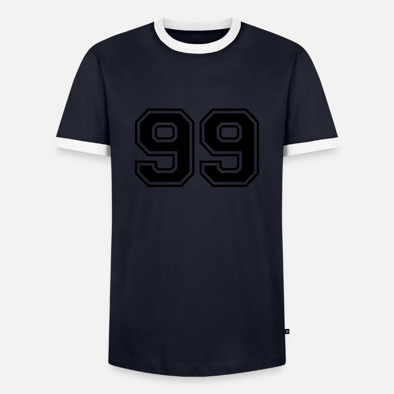 99 - Männer Kontrast-T-Shirt - Navy/Weiß 