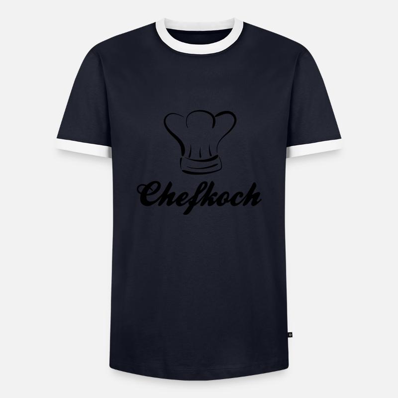 chefkoch - Männer Kontrast-T-Shirt - Navy/Weiß