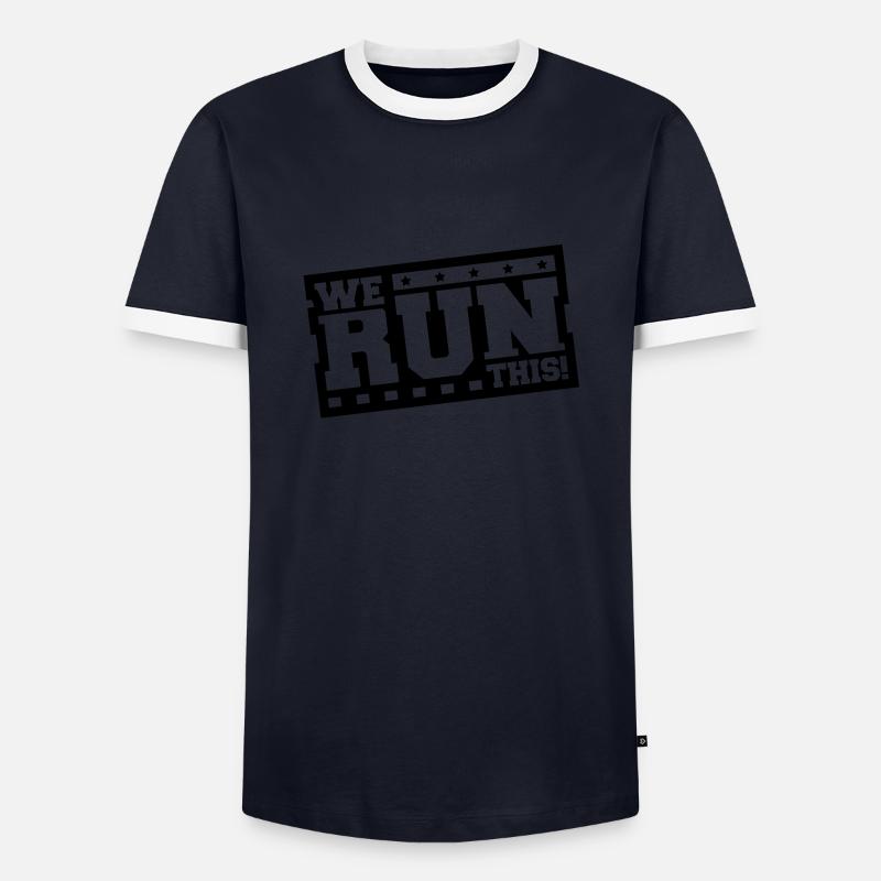 we_run_this_ft1 - Men's Ringer Shirt - navy/white