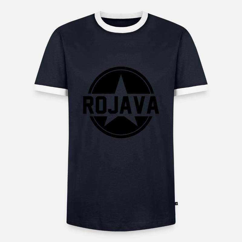 rojava kurdistan - Männer Kontrast-T-Shirt - Navy/Weiß 