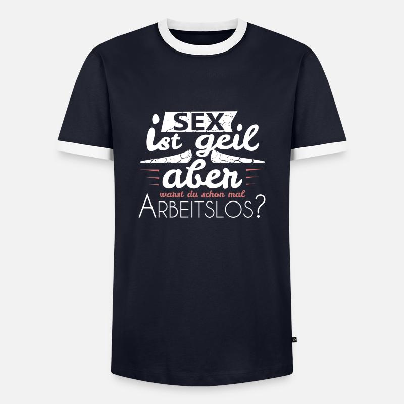 arbeitslos Spruch - Männer Kontrast-T-Shirt - Navy/Weiß