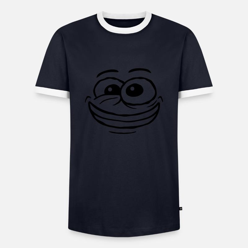Design crazy comic face - Men's Ringer Shirt - navy/white 
