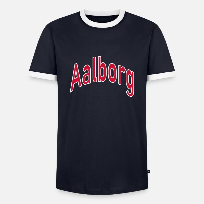 Aalborg - Männer Kontrast-T-Shirt - Navy/Weiß 