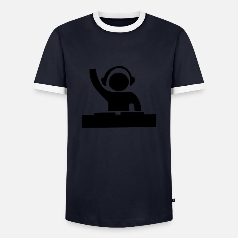 Dj - Männer Kontrast-T-Shirt - Navy/Weiß 