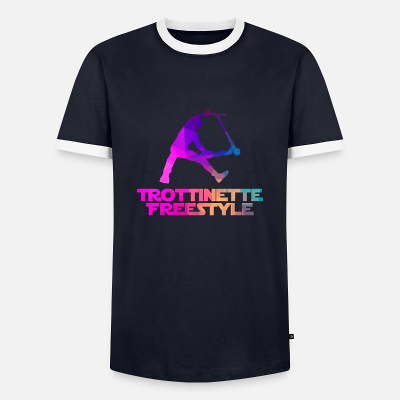 Freestyle-Roller - Männer Kontrast-T-Shirt - Navy/Weiß