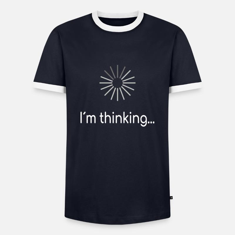 I am thinking - Men's Ringer Shirt - navy/white 