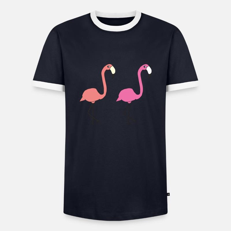 flamingo freunde - Männer Kontrast-T-Shirt - Navy/Weiß 