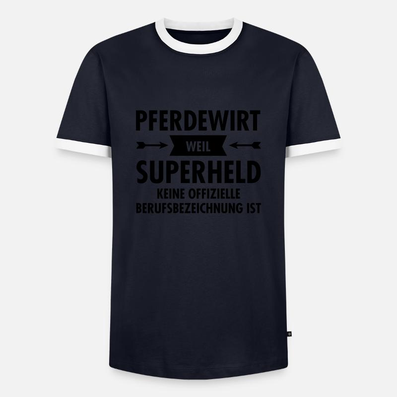 Pferdewirt Superheld - Men's Ringer Shirt - navy/white 