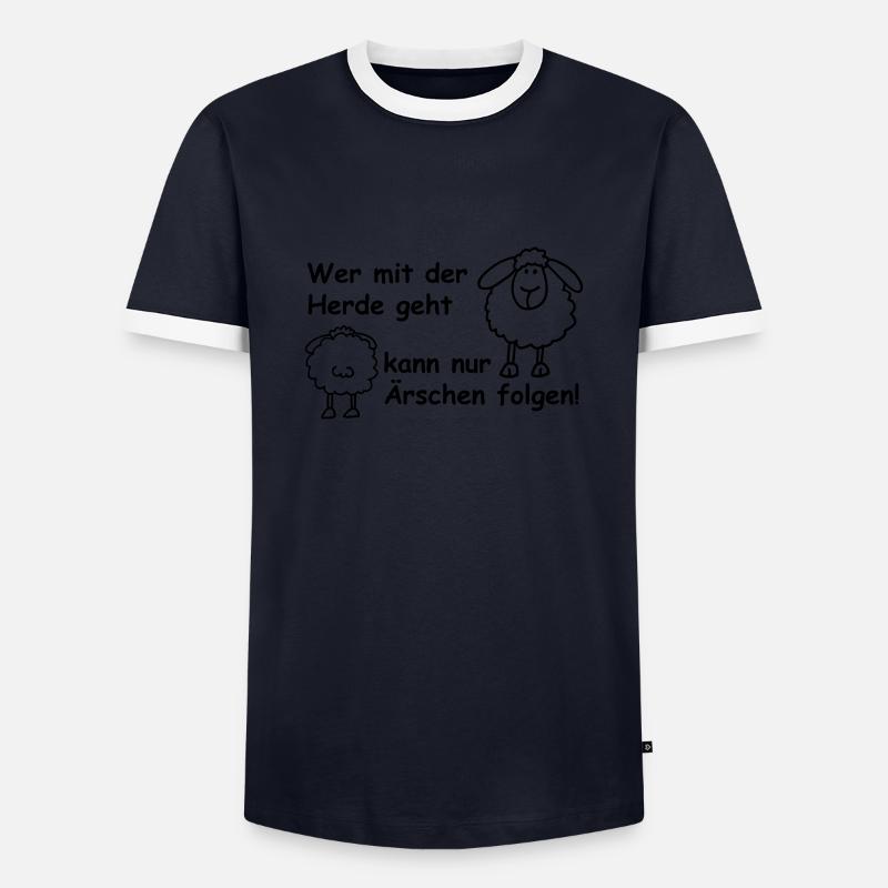 Wer mit der Herde ... - Männer Kontrast-T-Shirt - Navy/Weiß
