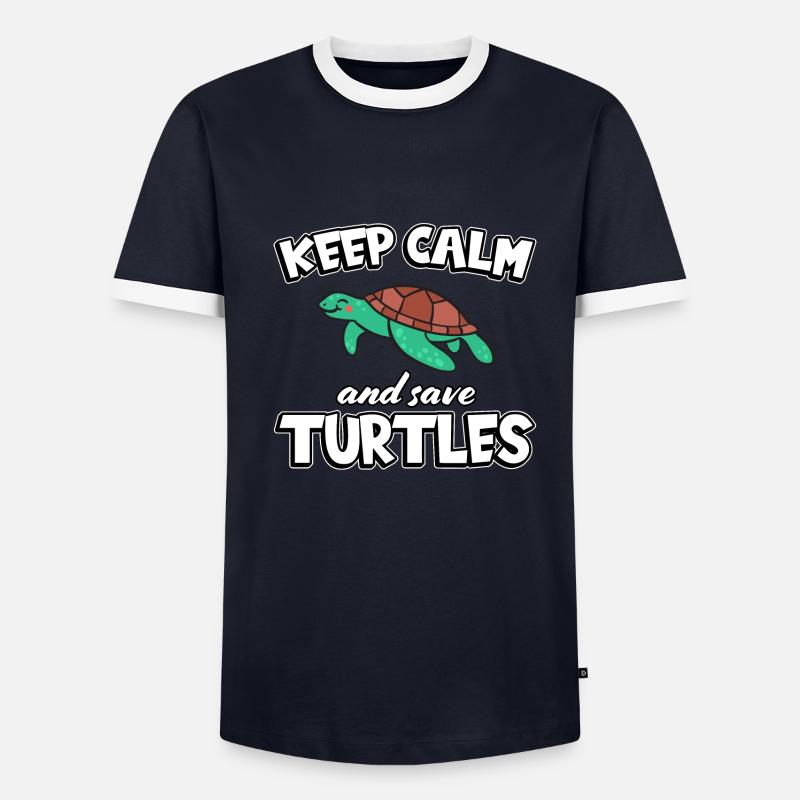 Save turtles cute turtle turtles - Men's Ringer Shirt - navy/white 
