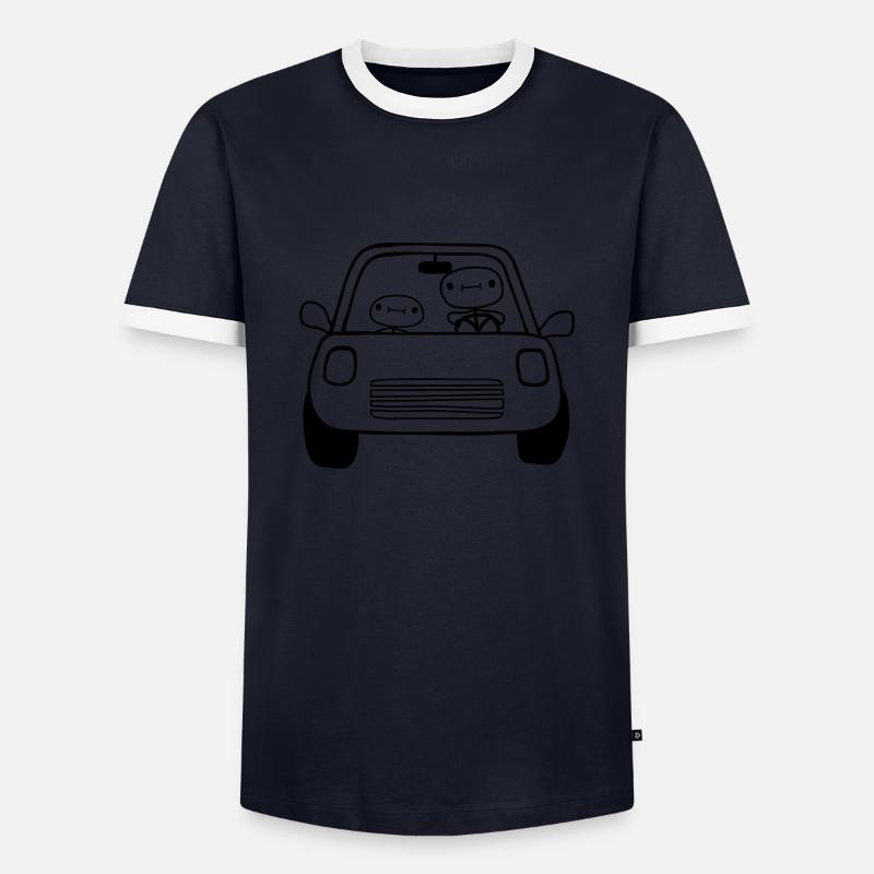 Papa Kind Auto - Männer Kontrast-T-Shirt - Navy/Weiß 
