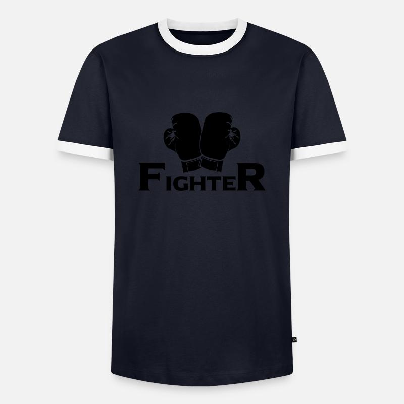 fighter - Männer Kontrast-T-Shirt - Navy/Weiß 