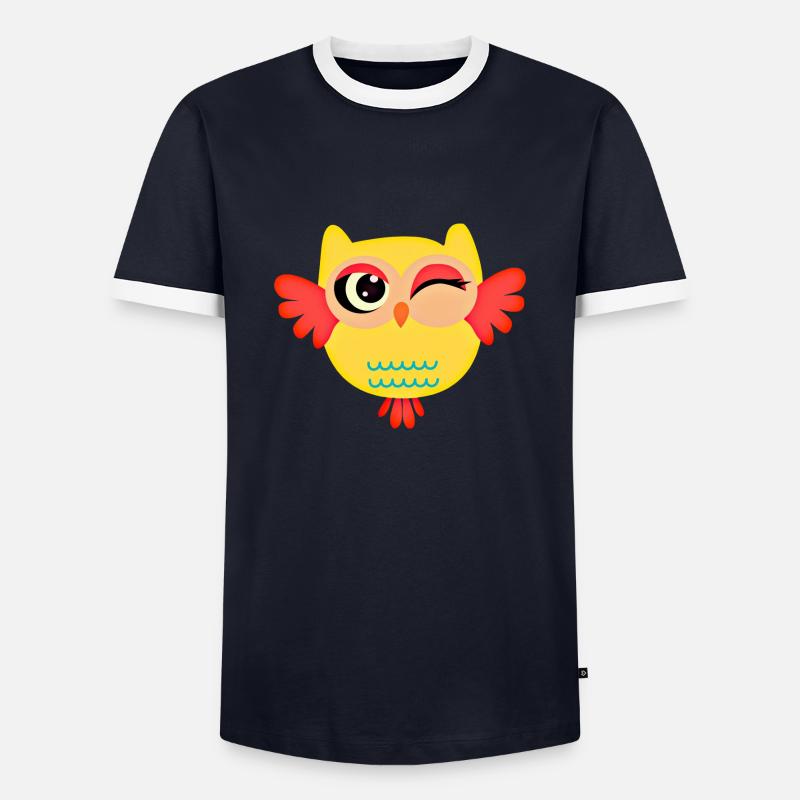 Das Zwinkern der Clea-Eule - Männer Kontrast-T-Shirt - Navy/Weiß 