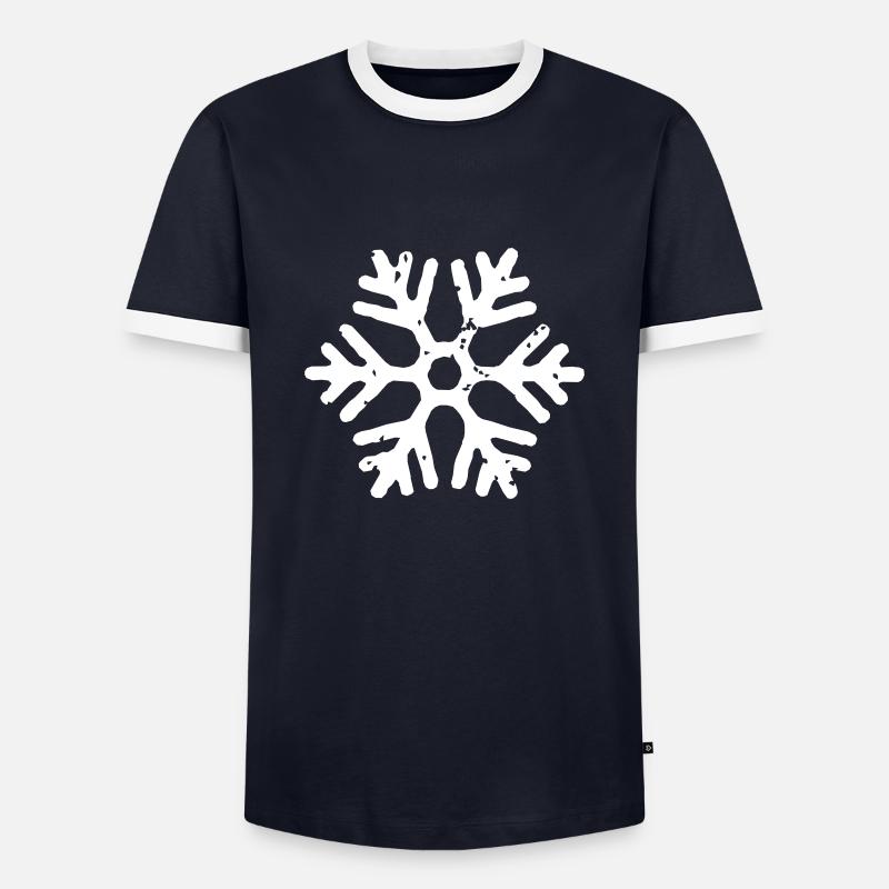 snowflake - Men's Ringer Shirt - navy/white