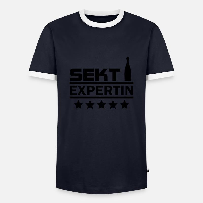 sekt expertin - Männer Kontrast-T-Shirt - Navy/Weiß