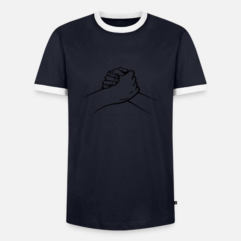 hands - Men's Ringer Shirt - navy/white 