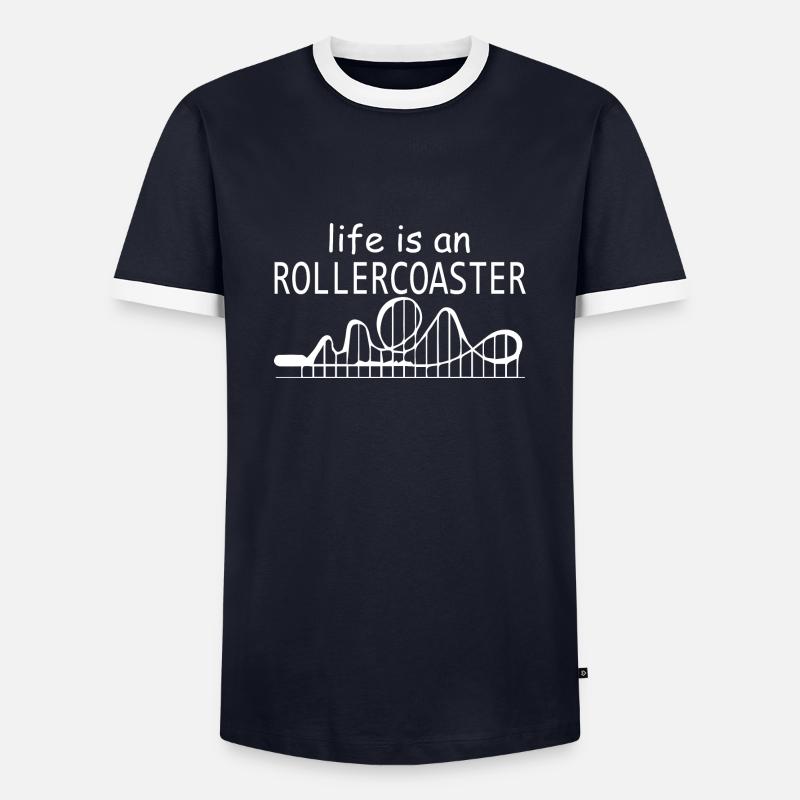 Rollercoaster Achterbahn - Männer Kontrast-T-Shirt - Navy/Weiß 