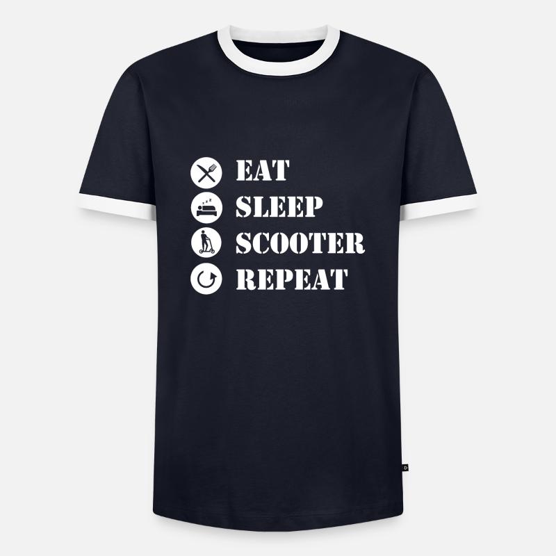E-Scooter E-Roller Scooter - Männer Kontrast-T-Shirt - Navy/Weiß 