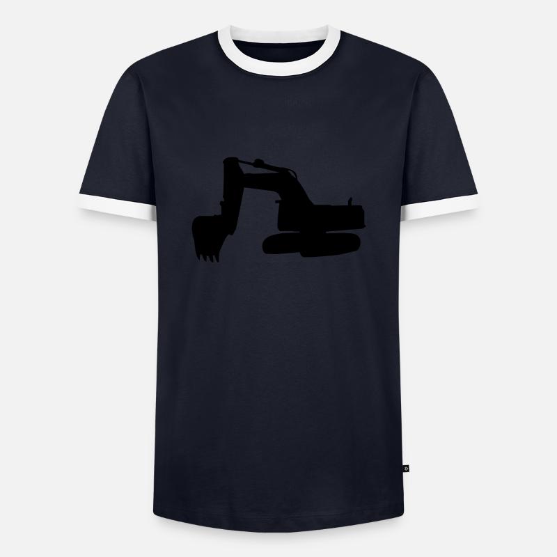 Bagger - Exavator - Männer Kontrast-T-Shirt - Navy/Weiß 