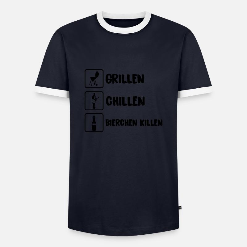 grillen chillen bierchen killen 01 - Männer Kontrast-T-Shirt - Navy/Weiß