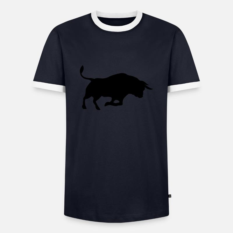 Stier - Männer Kontrast-T-Shirt - Navy/Weiß 