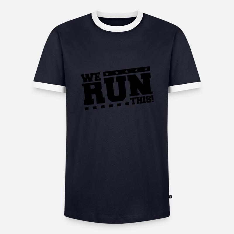 we_run_this_tk1 - Männer Kontrast-T-Shirt - Navy/Weiß