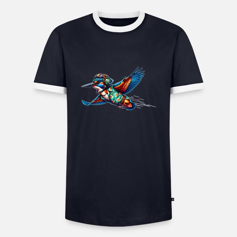 Pilot Eisvogel - Männer Kontrast-T-Shirt - Navy/Weiß 