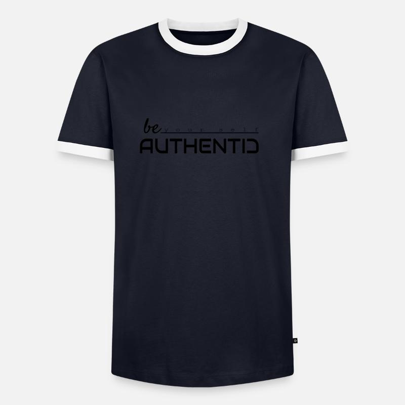 Sei du selbst, sei authentisch - Männer Kontrast-T-Shirt - Navy/Weiß 