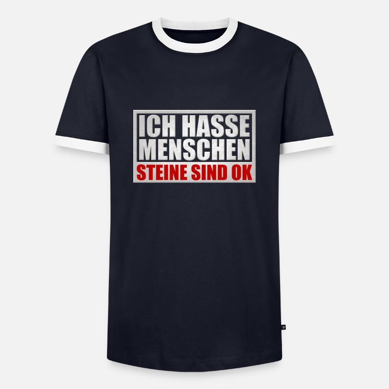 Ich hasse Menschen - Männer Kontrast-T-Shirt - Navy/Weiß