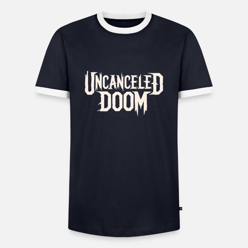 UNCANCELED DOOM - Men's Ringer Shirt - navy/white 