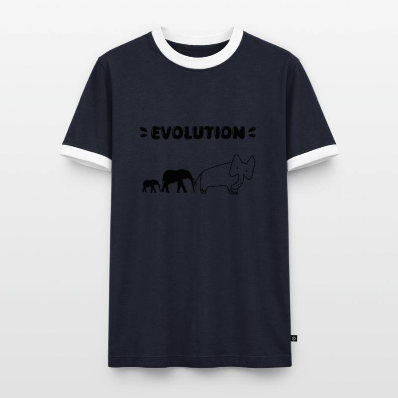 Die Evolution der Elefanten – Lustige Stadien der Evolution. Männer Kontrast-T-Shirt
