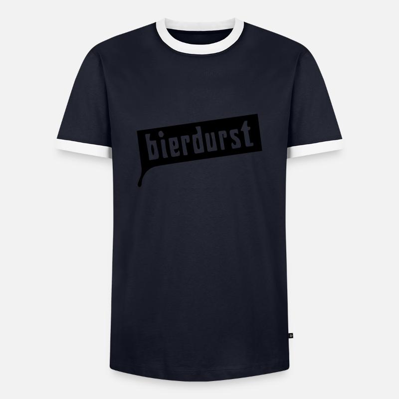 BIERDURST! - Männer Kontrast-T-Shirt - Navy/Weiß 