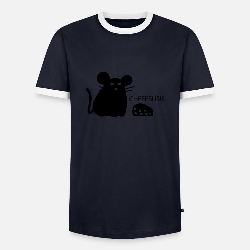 Maus - Männer Kontrast-T-Shirt - Navy/Weiß 